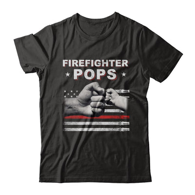 Firefighter Fireman Pops American Flag Fathers Day-T-Shirt & Hoodie-Classic T-Shirt-Black