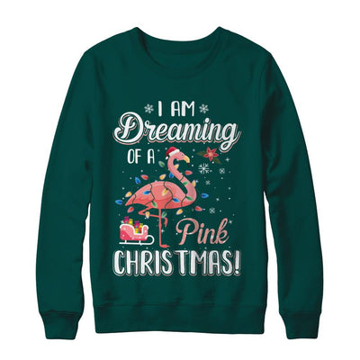 I Am Dreaming Of A Pink Christmas Flamingo Gifts-T-Shirt & Sweatshirt-Crewneck Sweatshirt-Deep Forest