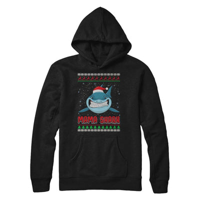 Mama Claus Shark Family Matching Christmas Ugly Sweater-T-Shirt & Sweatshirt-Pullover Hoodie-Black