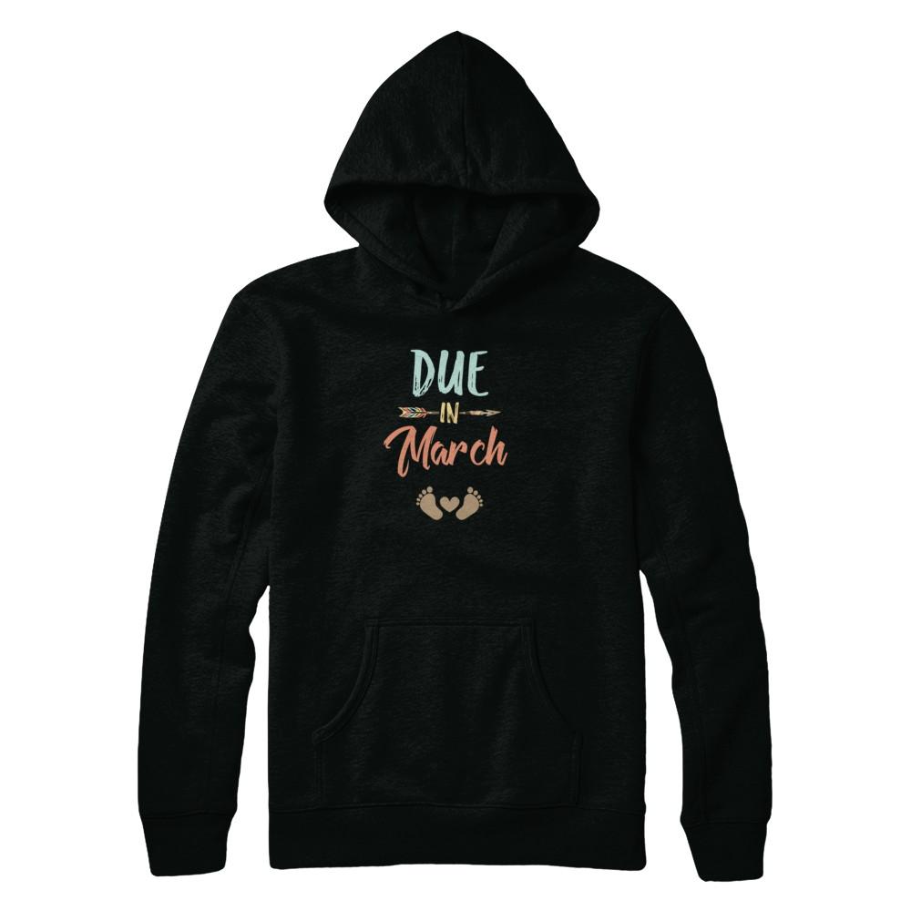 Due Date March 2021 Announcement Mommy Bump Pregnancy-T-Shirt & Tank Top-Pullover Hoodie-Black