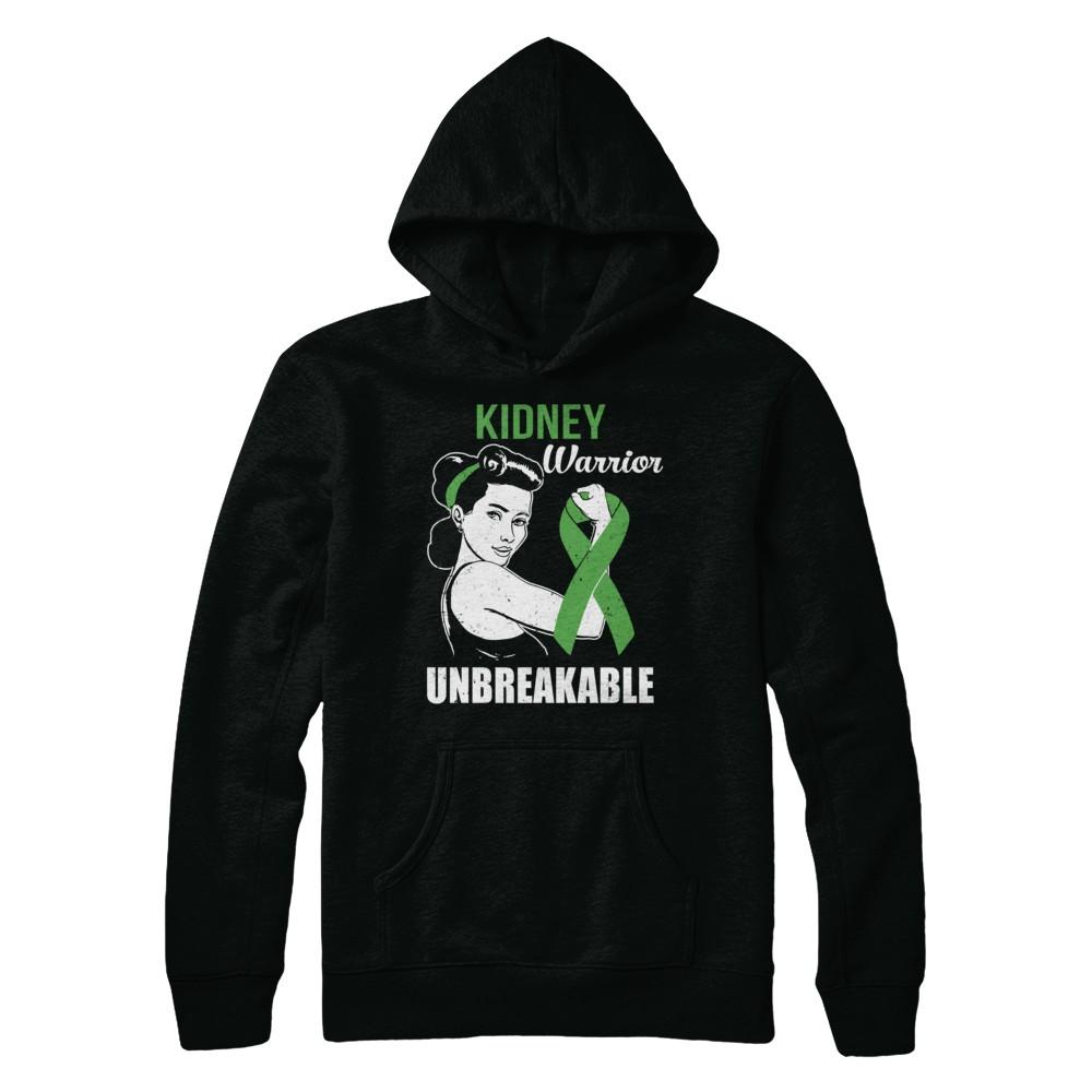 Kidney Disease Warrior Unbreakable Kidney Disease Awareness-T-Shirt & Hoodie-Pullover Hoodie-Black
