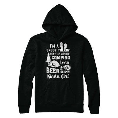 Sassy Talking Flip-Flop Camping Beer Kinda Girl-T-Shirt & Hoodie-Pullover Hoodie-Black