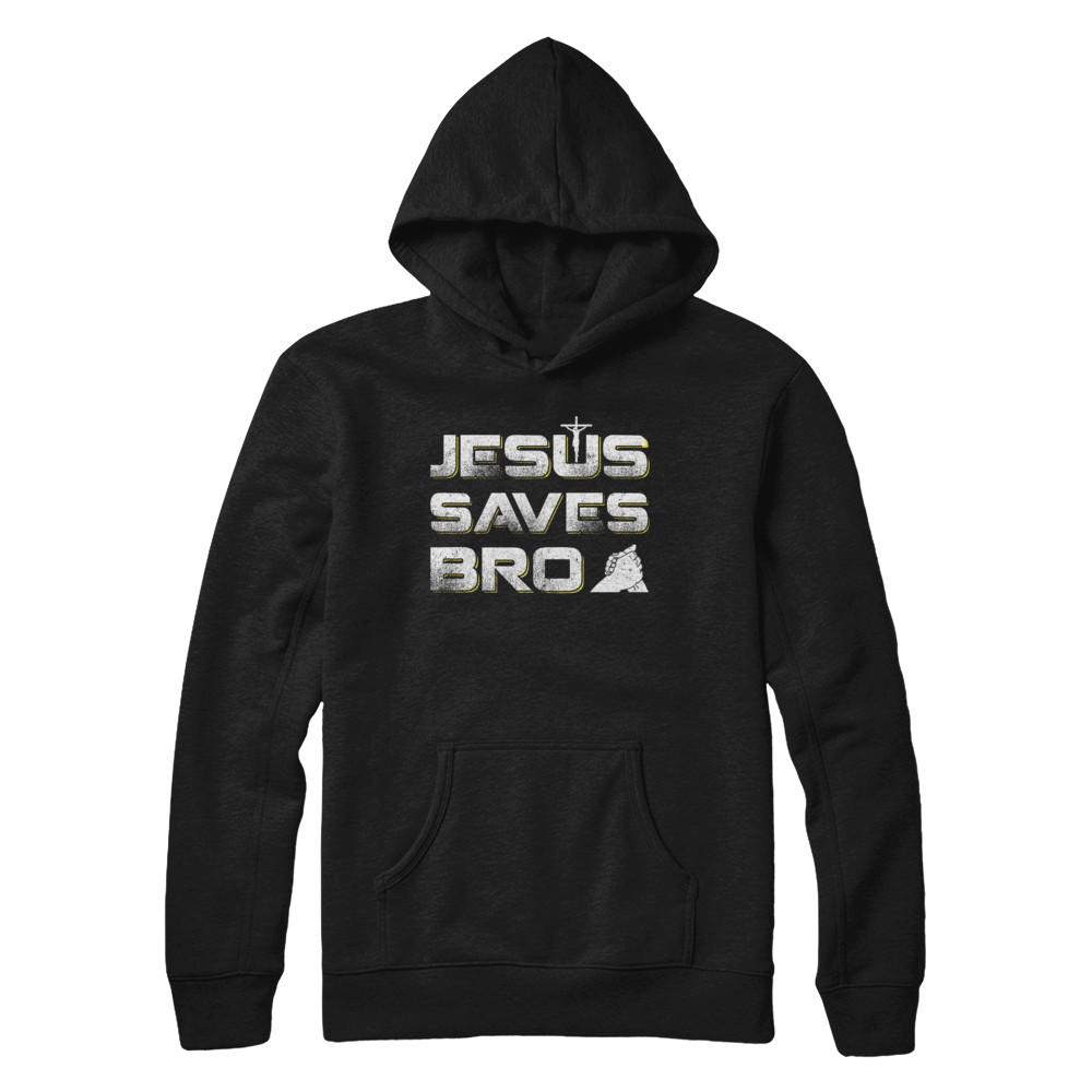 Jesus Saves Bro-T-Shirt & Hoodie-Pullover Hoodie-Black