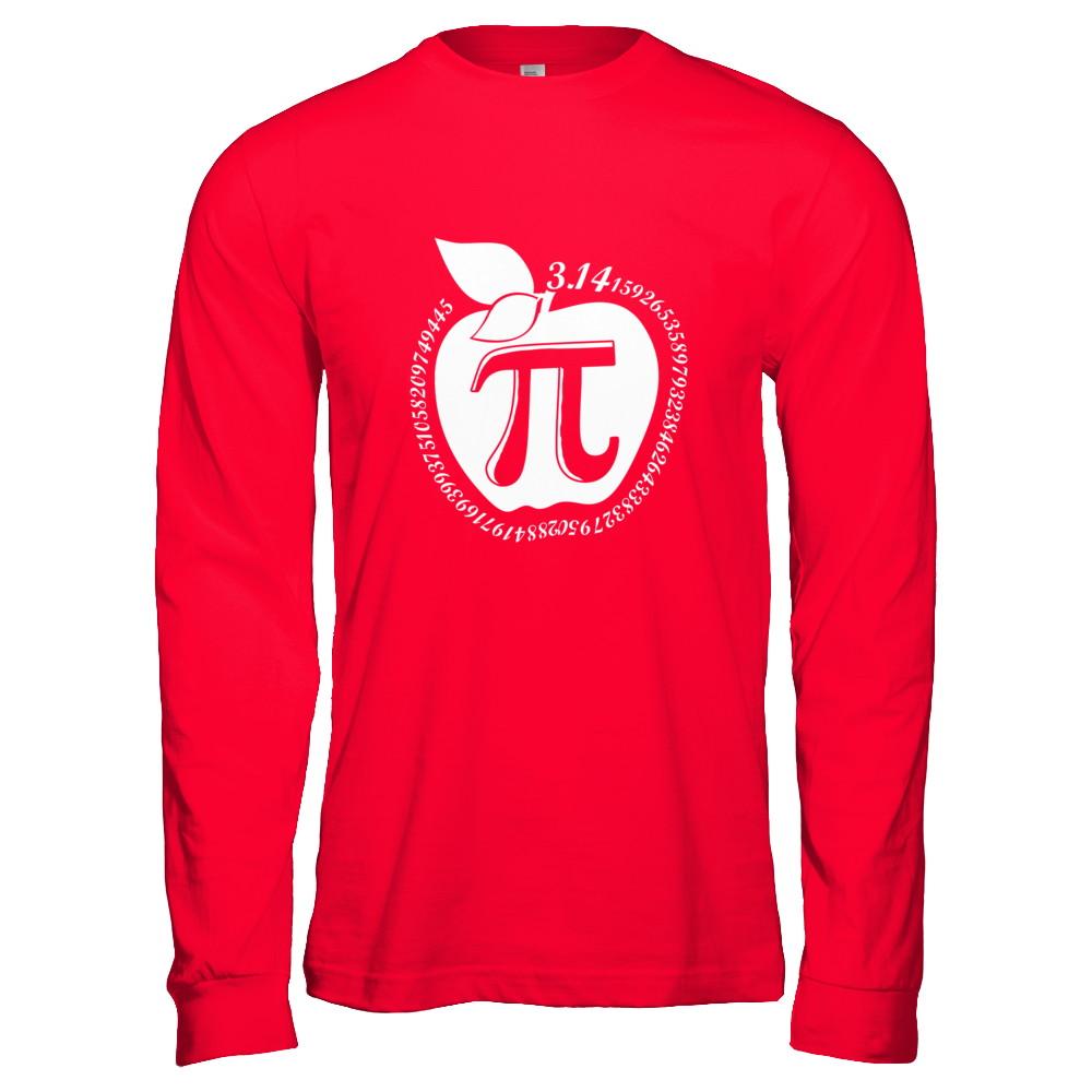 Apple Pi Math Happy Pi Day Teacher-T-Shirt & Hoodie-Long Sleeve T-Shirt-Red