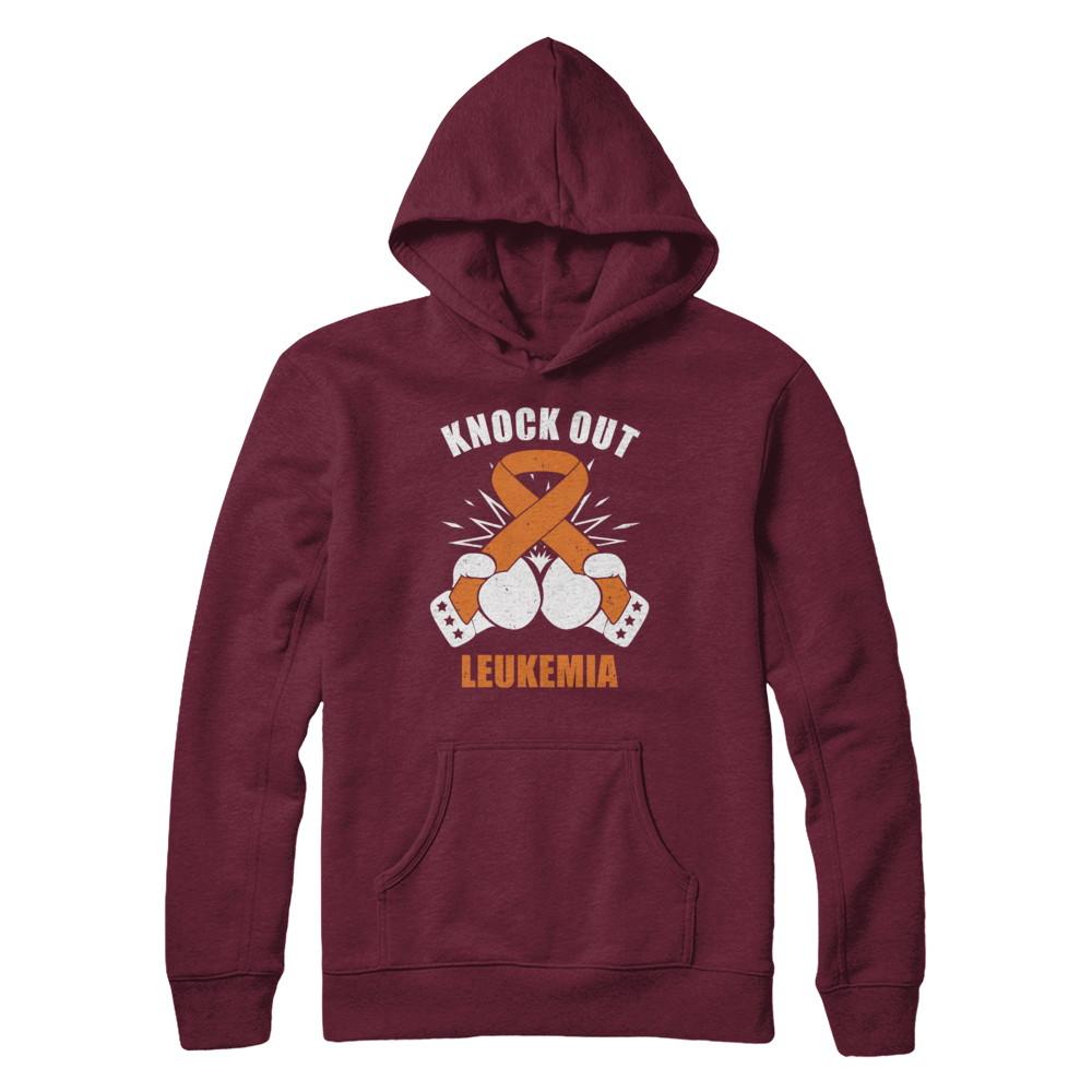 Boxing knock out Leukemia Awareness Support-T-Shirt & Hoodie-Pullover Hoodie-Maroon