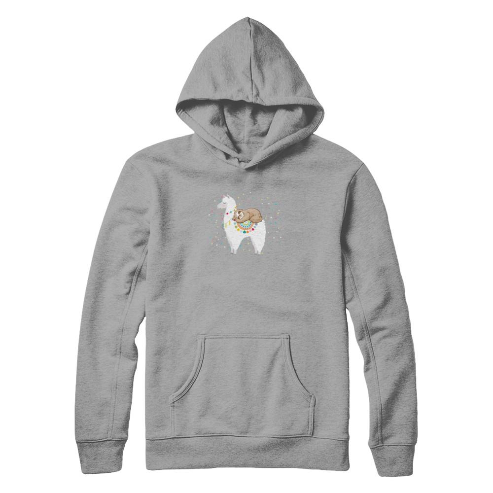 Funny Sloth Riding Llama Lover-T-Shirt & Tank Top-Pullover Hoodie-Light Steel
