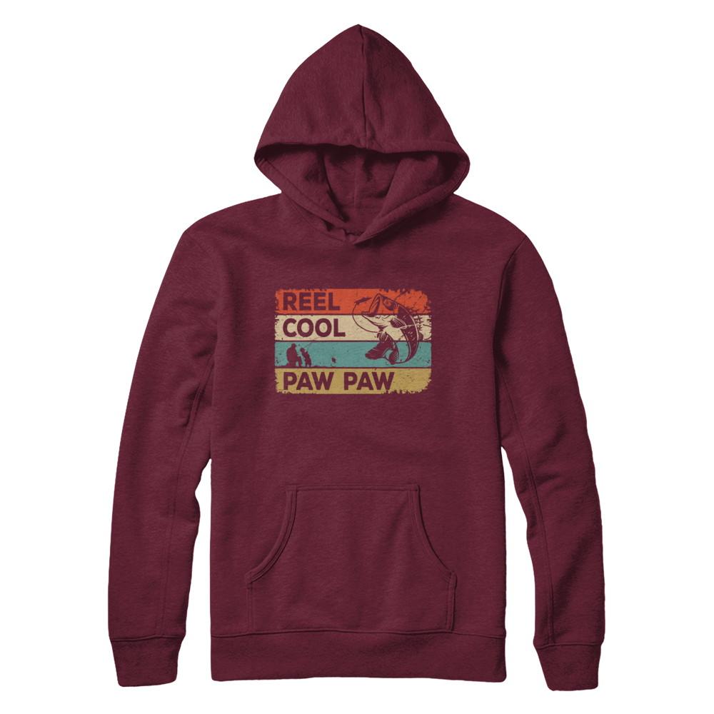 Vintage Reel Cool Paw Paw Fish Fishing Fathers Day-T-Shirt & Hoodie-Pullover Hoodie-Maroon
