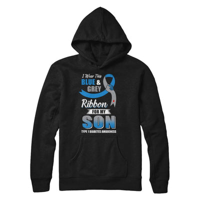 I Wear Blue And Gray For My Son Diabetes Awareness-T-Shirt & Hoodie-Pullover Hoodie-Black
