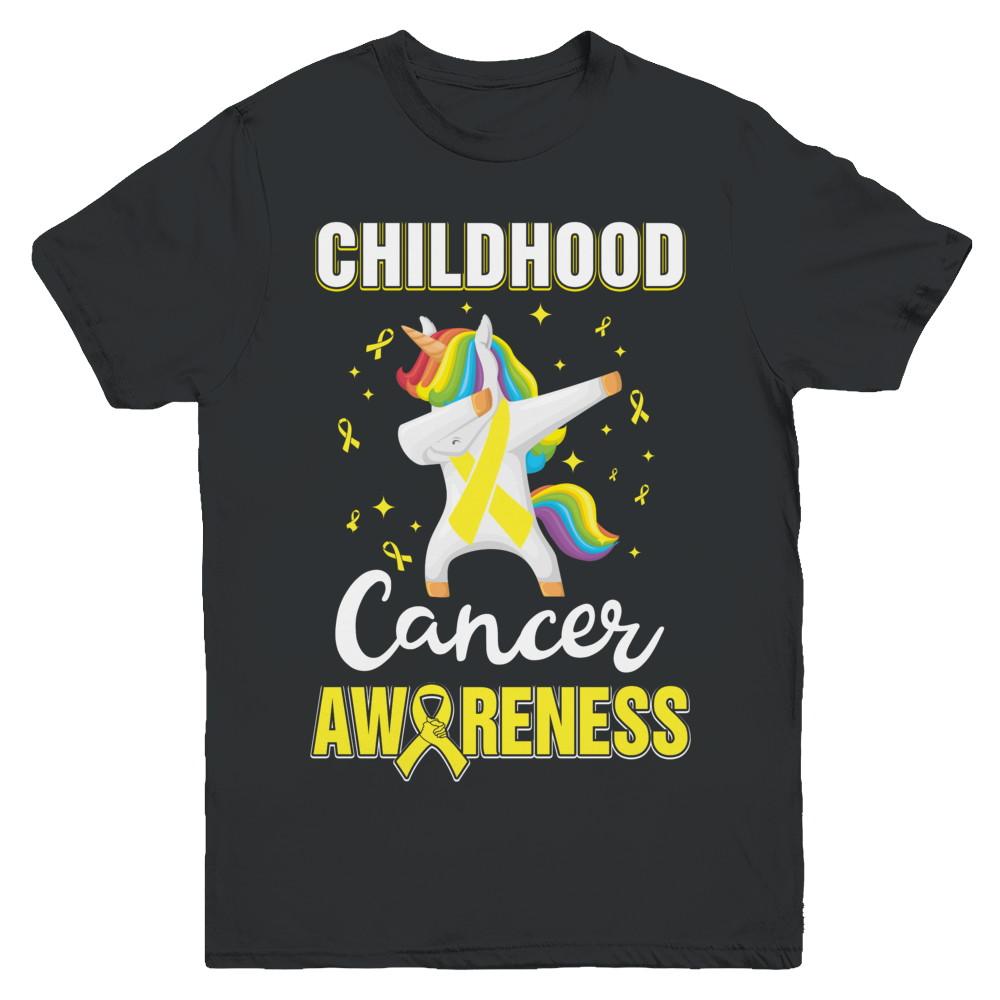 Inspirational Childhood Cancer Awareness Unicorn Support Youth-Youth Shirt-Youth T-Shirt-Black
