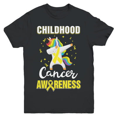 Inspirational Childhood Cancer Awareness Unicorn Support Youth-Youth Shirt-Youth T-Shirt-Black