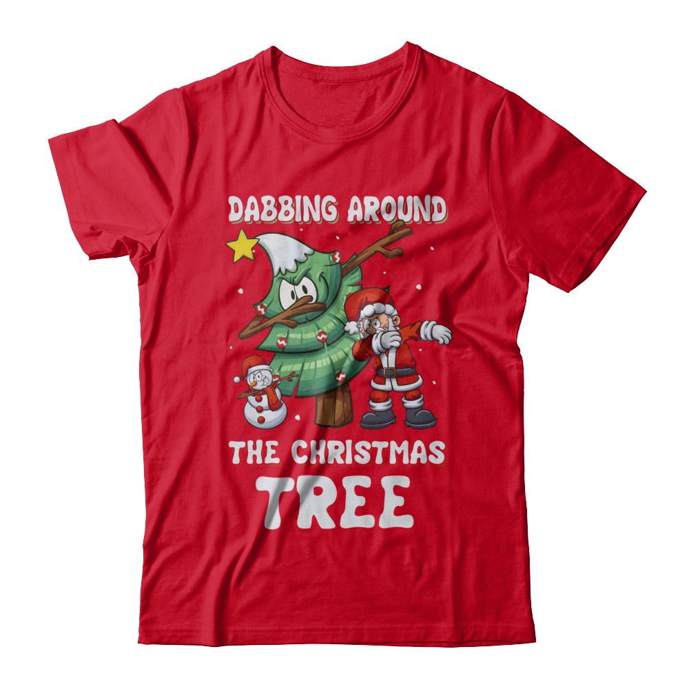 Dabbing Santa Around Christmas Tree-T-Shirt & Sweatshirt-Premium T-Shirt-Red