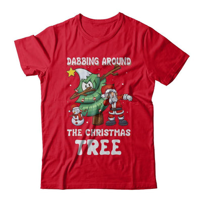 Dabbing Santa Around Christmas Tree-T-Shirt & Sweatshirt-Premium T-Shirt-Red