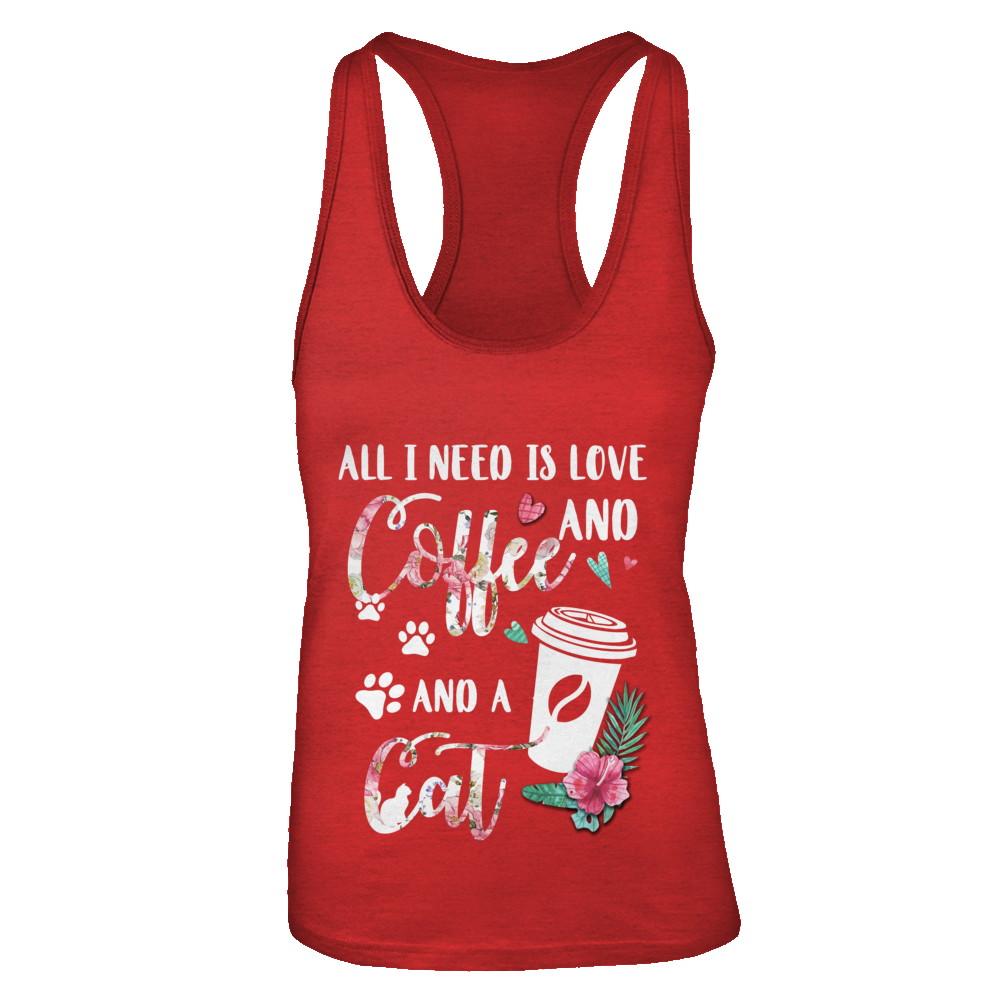All I Need Is Love And Coffee And A Cat-T-Shirt & Tank Top-Women's Ideal Racerback Tank-Red