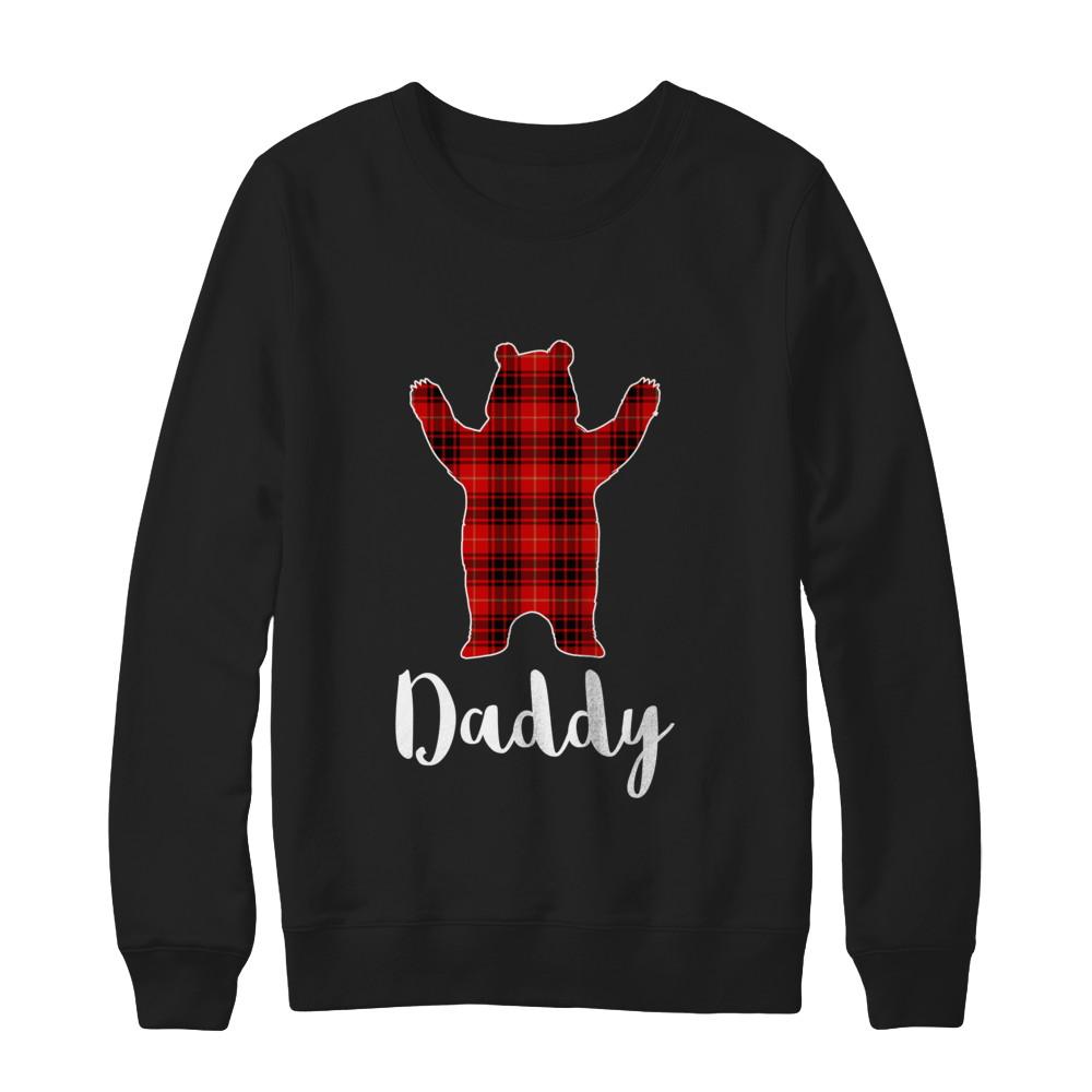 Red Daddy Bear Buffalo Plaid Family Christmas Pajamas-T-Shirt & Sweatshirt-Crewneck Sweatshirt-Black