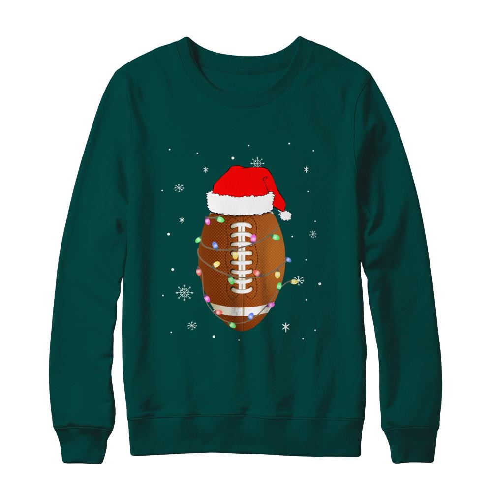 Santa Hat Football Christmas Gifts-T-Shirt & Sweatshirt-Crewneck Sweatshirt-Deep Forest
