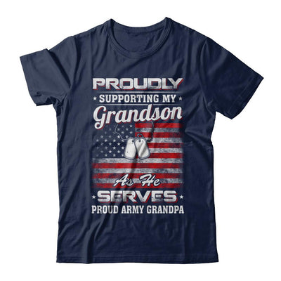 Supporting My Grandson As He Serves Proud Army Grandpa-T-Shirt & Hoodie-Classic T-Shirt-Navy
