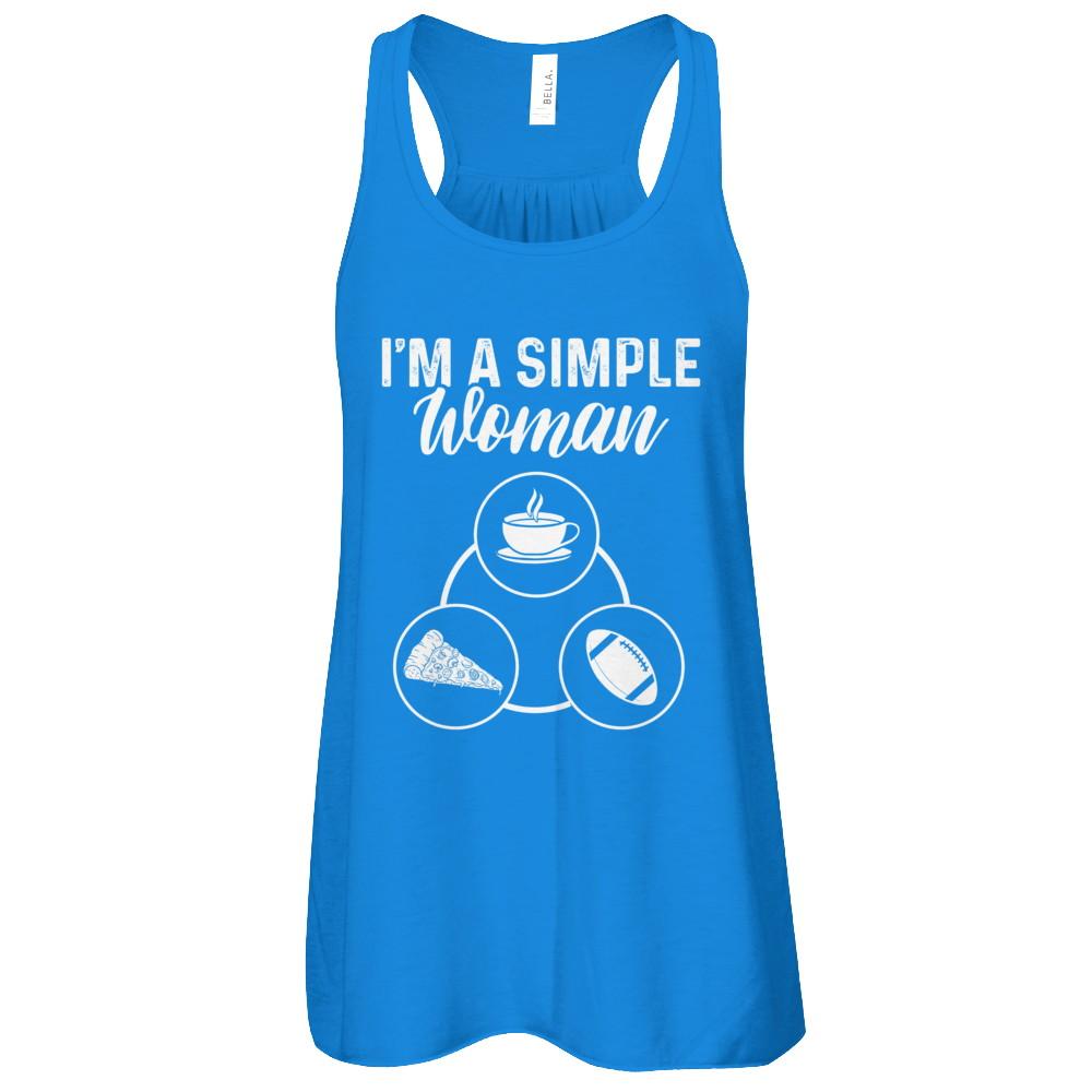 I'm A Simple Woman Coffee Pizza Football-T-Shirt & Tank Top-Women's Flowy Racerback Tank-True Royal