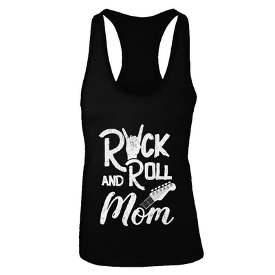 Rock And Roll Mom Retro Guitar Rocker Music Gift-T-Shirt & Tank Top-Women's Ideal Racerback Tank-Black