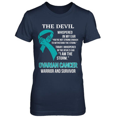 I Am The Storm Support Ovarian Cancer Warrior Survivor-T-Shirt & Hoodie-Women's T-Shirt-Navy