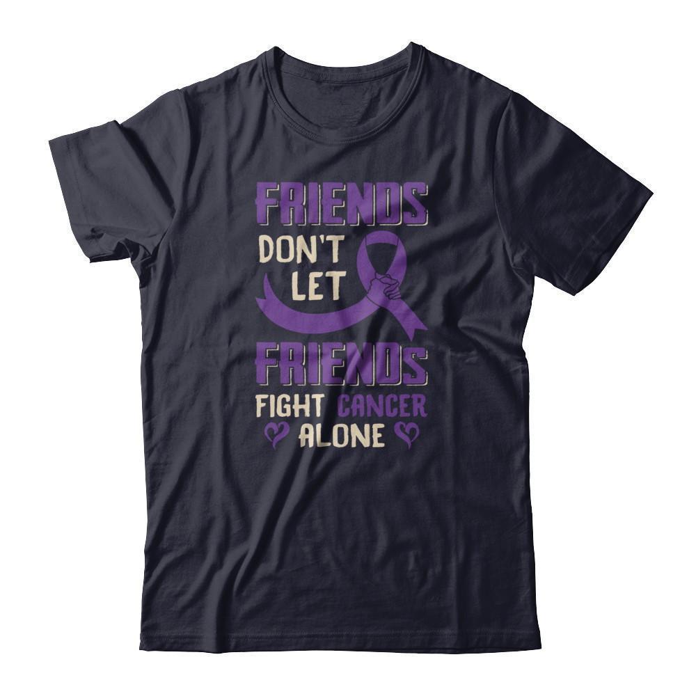 Friends Don't Let Friends Fight Cancer Alone Purple Violet Awareness-T-Shirt & Tank Top-Premium T-Shirt-Midnight Navy