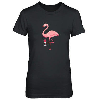 Wine Lover's Pink Flamingo Fun Party Wine-T-Shirt & Tank Top-Women's T-Shirt-Black