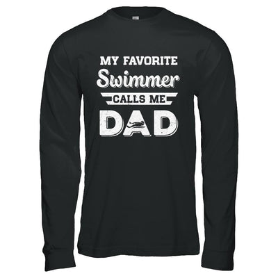 Swimming My Favorite Swimmer Call Me Dad Fathers Day-T-Shirt & Hoodie-Long Sleeve T-Shirt-Black