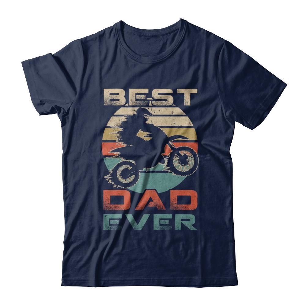 Vintage Best Motocross Dad Ever Gift Father's Day-T-Shirt & Hoodie-Classic T-Shirt-Navy