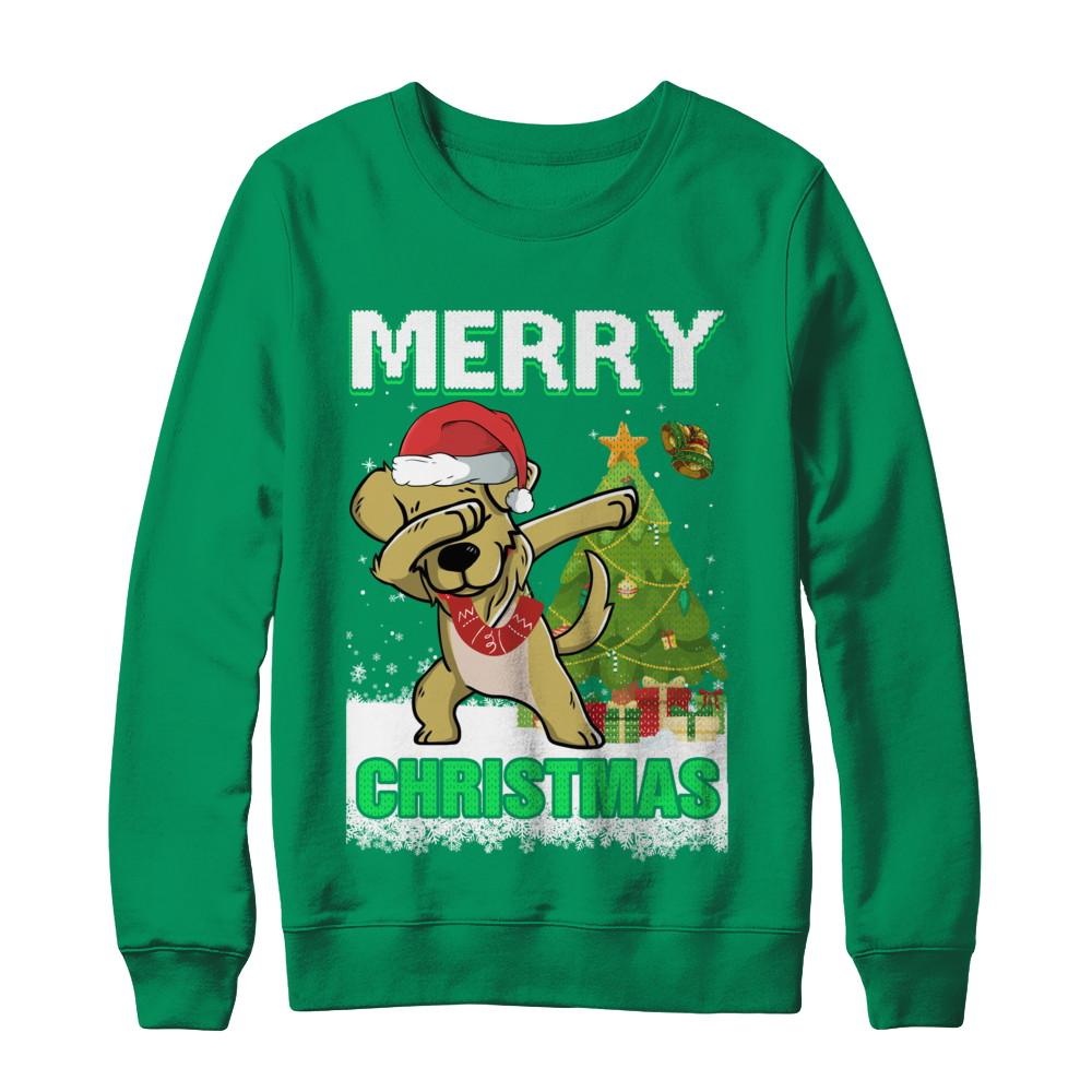 Cute Golden Retriever Claus Merry Christmas Ugly Sweater-T-Shirt & Sweatshirt-Crewneck Sweatshirt-Irish Green