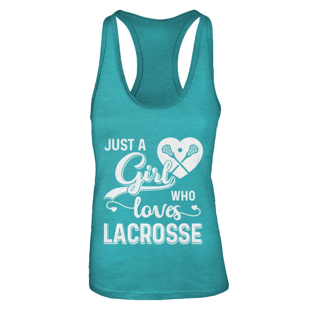 Just A Girl Who Loves Lacrosse-T-Shirt & Tank Top-Women's Ideal Racerback Tank-Tahiti Blue