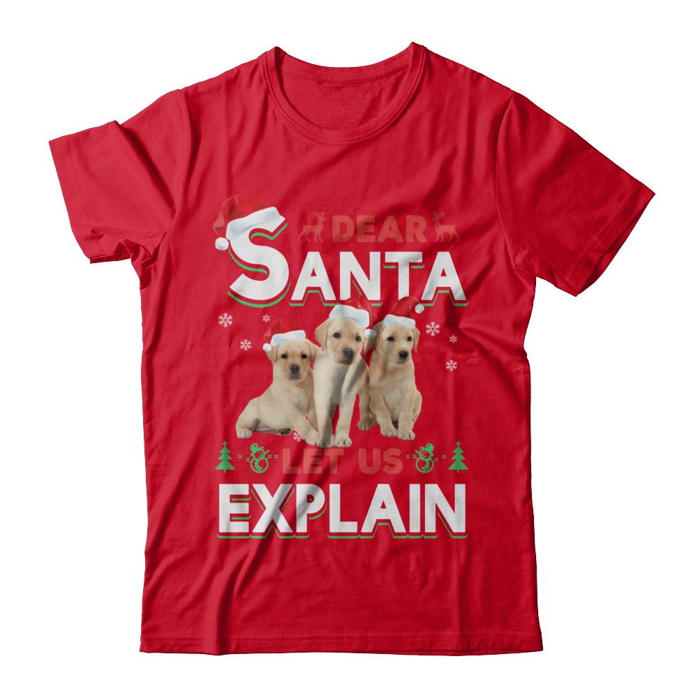 Dear Santa Funny Yellow Labrador Puppies Christmas Gift-T-Shirt & Hoodie-Premium T-Shirt-Red