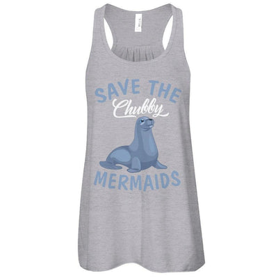 Save The Chubby Mermaids-T-Shirt & Tank Top-Women's Flowy Racerback Tank-Athletic Heather