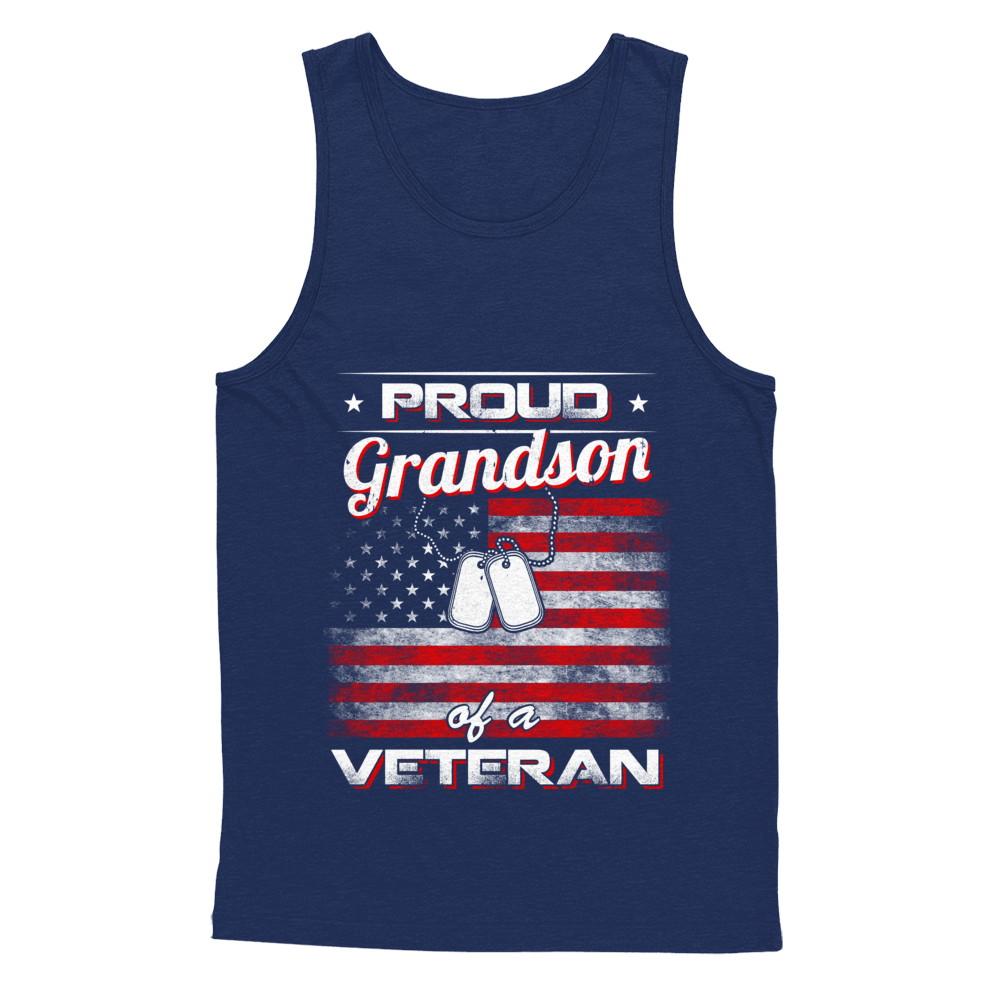 Proud Grandson Of A Veteran-T-Shirt & Hoodie-Unisex Tank-Navy