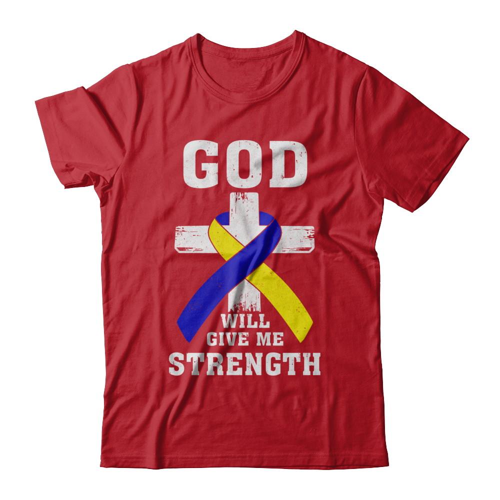 God Will Give Me Strength Down Syndrome Ribbon Gift-T-Shirt & Hoodie-Classic T-Shirt-Red