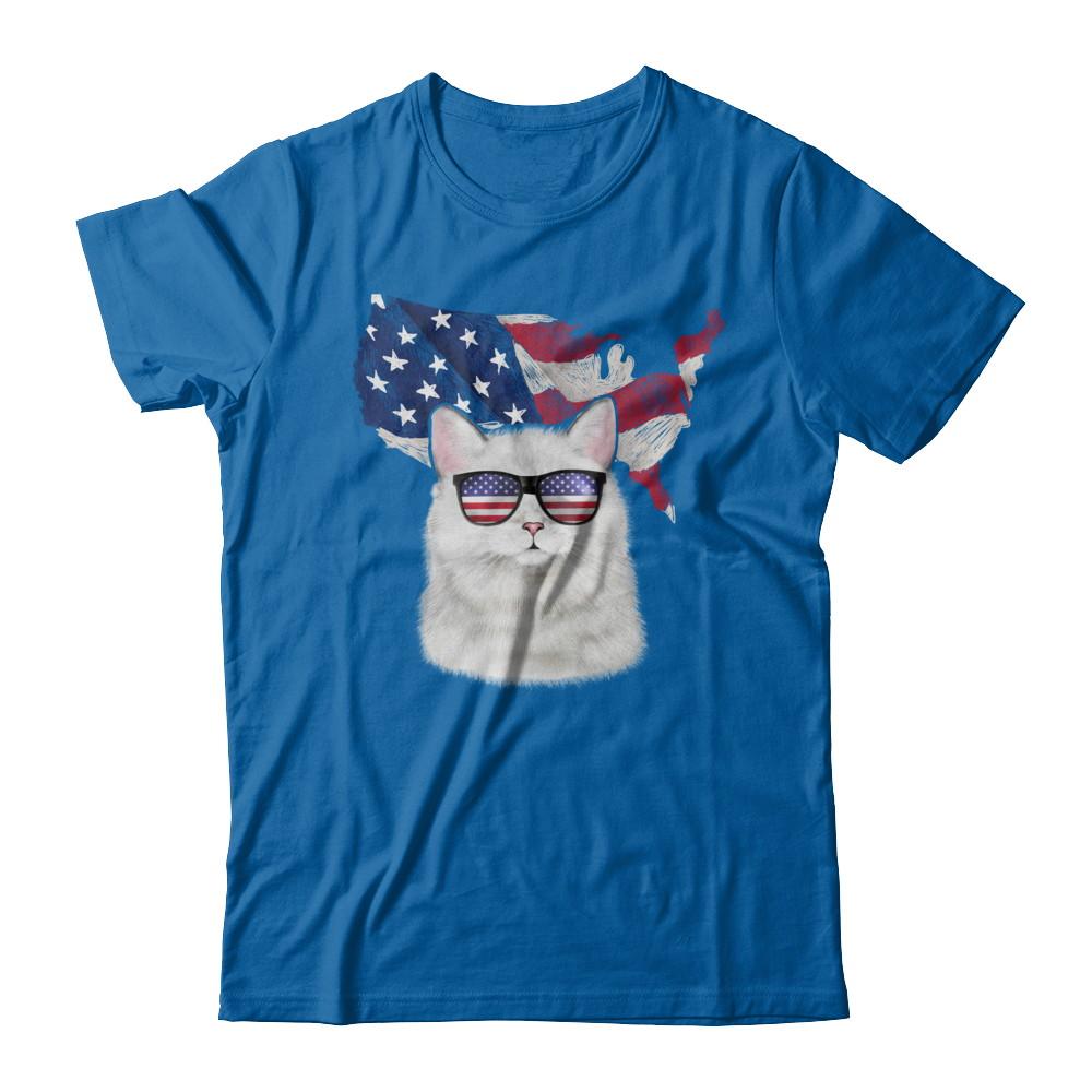 Funny Patriot Cat 4Th Of July American Flag-T-Shirt & Hoodie-Classic T-Shirt-Royal