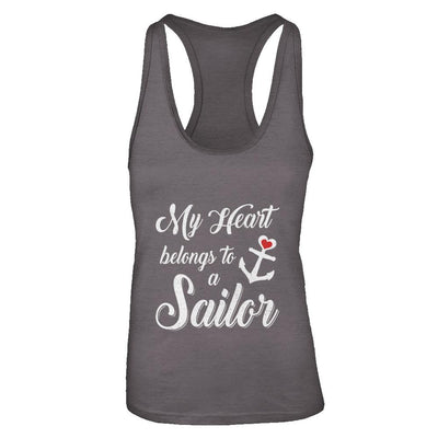 My Heart Belongs To A Sailor Wife Gift-T-Shirt & Tank Top-Women's Ideal Racerback Tank-Dark Grey