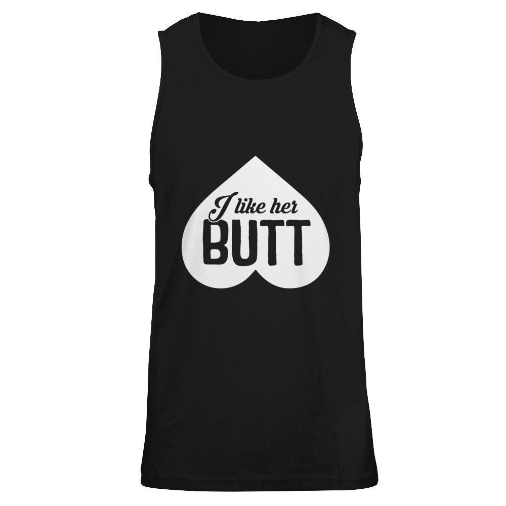 I Like Her Butt Couple-T-Shirt & Hoodie-Unisex Tank-Black