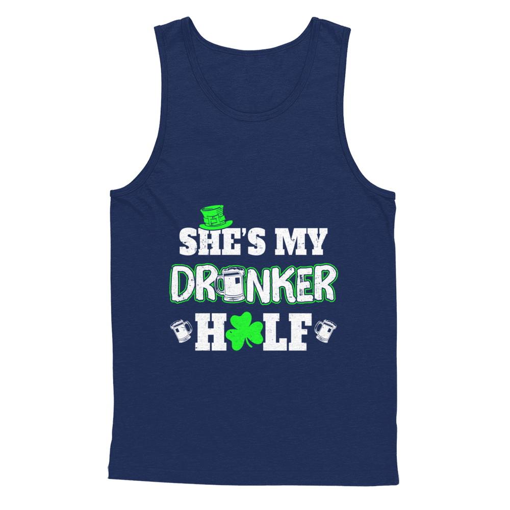 She's My Drunker Half St Patrick's Day Couples-T-Shirt & Hoodie-Unisex Tank-Navy