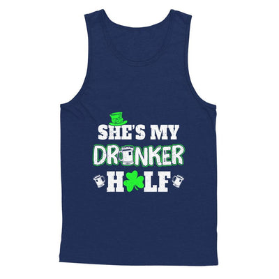 She's My Drunker Half St Patrick's Day Couples-T-Shirt & Hoodie-Unisex Tank-Navy