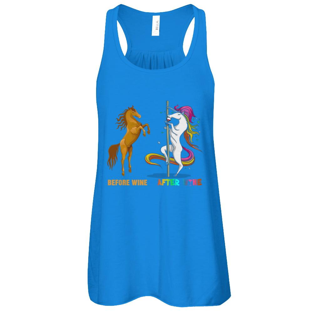 Before Wine After Wine Unicorn-T-Shirt & Tank Top-Women's Flowy Racerback Tank-True Royal