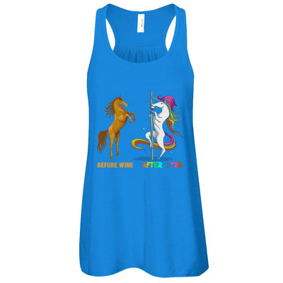 Before Wine After Wine Unicorn-T-Shirt & Tank Top-Women's Flowy Racerback Tank-True Royal
