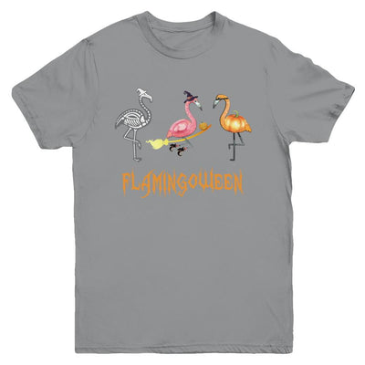 Funny Flamingo Halloween Flamingoween Youth-Youth Shirt-Youth T-Shirt-Sport Grey