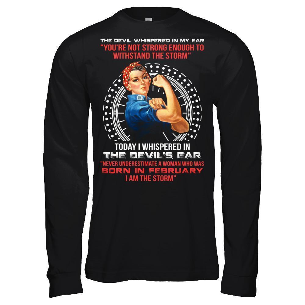 I Whispered Devil Ear Woman Who Was Born In February-T-Shirt & Hoodie-Long Sleeve T-Shirt-Black