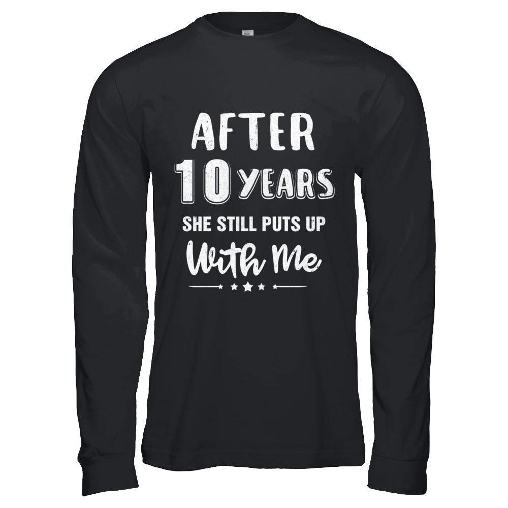 10Th Wedding Anniversary Funny Husband Gift-T-Shirt & Hoodie-Long Sleeve T-Shirt-Black