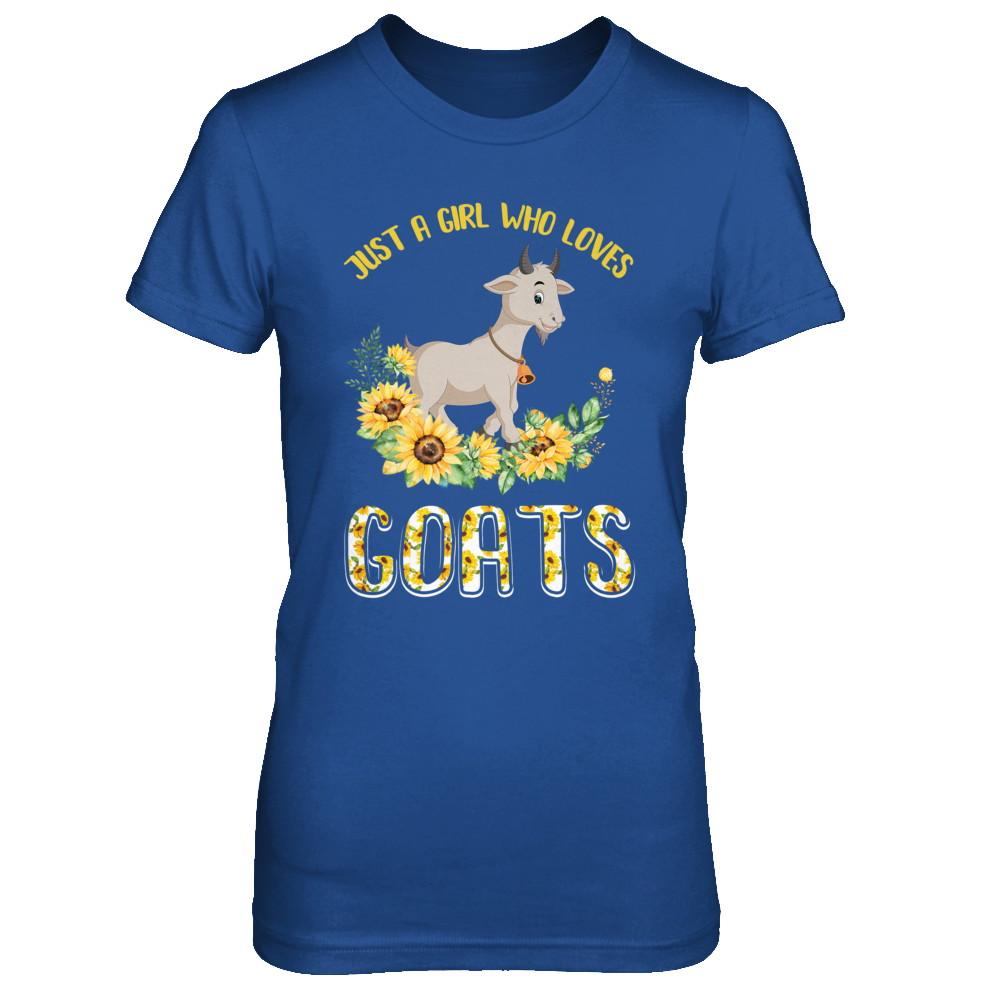 Just A Girl Who Loves Goats And Sunflowers-T-Shirt & Hoodie-Women's T-Shirt-Royal