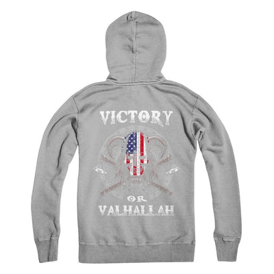 American US Flag Victory or Valhalla Viking-T-Shirt & Hoodie-Pullover Hoodie-Light Steel