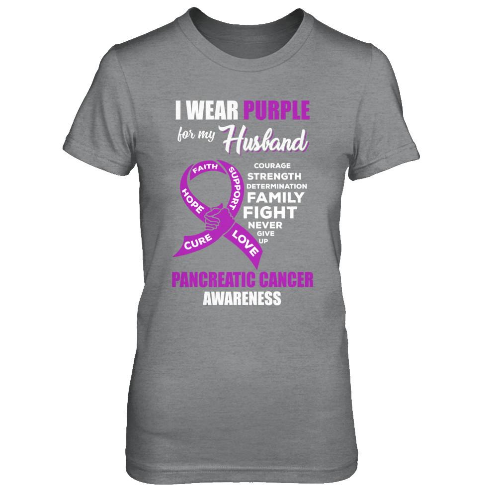 Pancreatic Cancer I Wear Purple For My Husband Wife-T-Shirt & Hoodie-Women's T-Shirt-Sport Grey