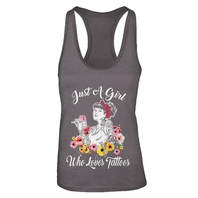 Just A Girl Who Loves Tattoos-T-Shirt & Tank Top-Women's Ideal Racerback Tank-Dark Grey