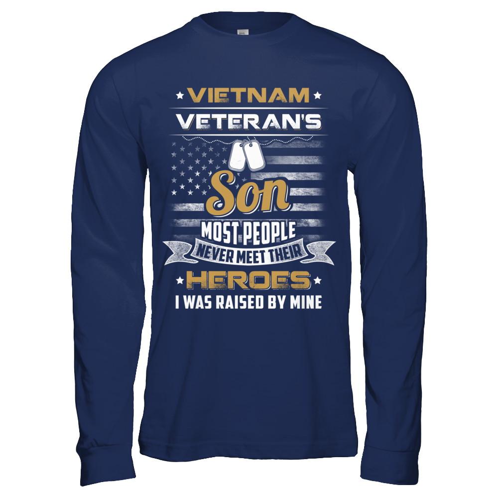 Vietnam Veteran's Son I Was Raised By Mine-T-Shirt & Hoodie-Long Sleeve T-Shirt-Navy
