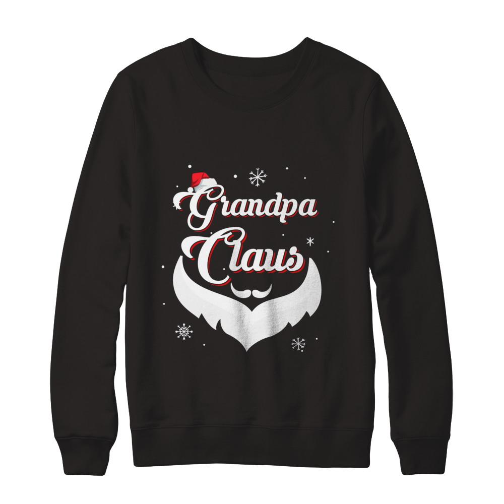 Santa Beard Matching Christmas Pajamas Grandpa Claus-T-Shirt & Sweatshirt-Crewneck Sweatshirt-Black