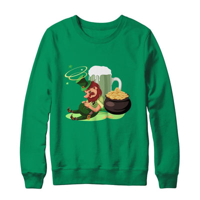 Leprechaun Drinking Green Beer Saint Patricks Day-T-Shirt & Hoodie-Crewneck Sweatshirt-Irish Green